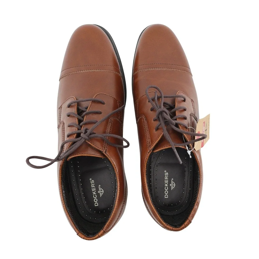 NEW Dockers Gordon Cap Toe Oxford‎ Cognac Brown Dress Shoes Mens 11W 90-36452